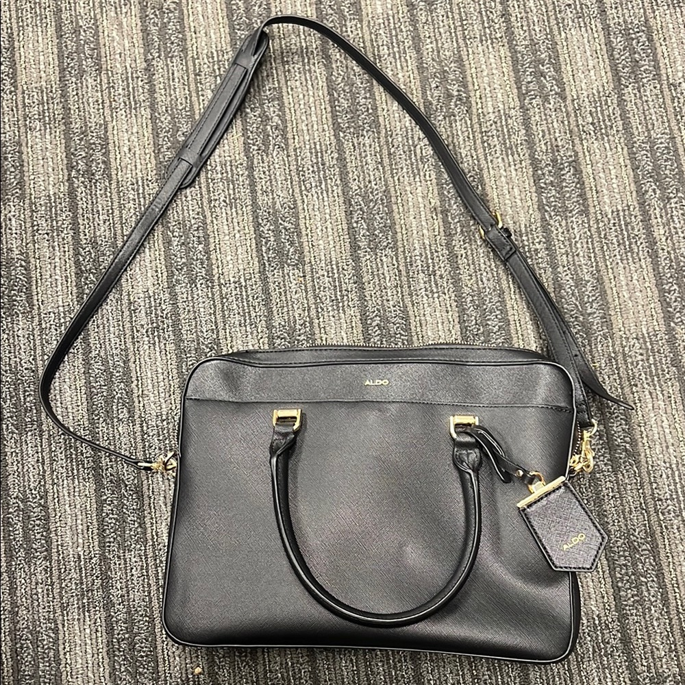 Aldo Black Laptop Bag with Structured Design and Adjustable Strap